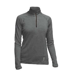 Unit trust (investment type, in predominantly financial assets): Merino Ladies Charcoal Marle Mid-weight Half Zip. Made in New Zealand.