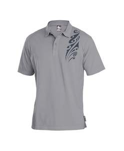 Unit trust (investment type, in predominantly financial assets): Merino Men's Silver Polo With Print. Made in New Zealand.