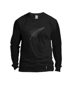 Merino Men's Long Sleeved Silver Fern Tee. Made in New Zealand.