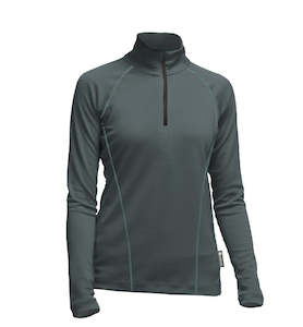 Merino Ladies Charcoal Light-weight Half Zip. Made in New Zealand.