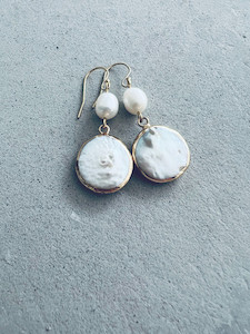 Chandler Disc Pearl Earrings Twigg Jewellery