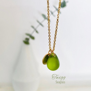 Seaglass Water Droplet Necklace Twigg Jewellery