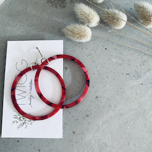 Infinity hoop earrings 50mm RED Twigg Jewellery