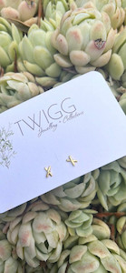 X Gold Stud Earrings Twigg Jewellery