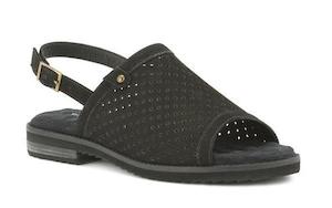 Shoe: Walking Cradle Juliette Black Nubuck Sandal in a W and WW Width