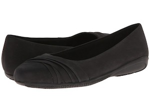 Shoe: Walking Cradle Flick Nubuck Black flat in a W and WW Width