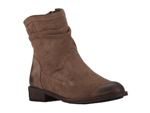 Shoe: Walking Cradle Kellie Brown suede flat ankle boot in a W and WW Width