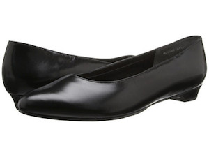 Shoe: Rose Petal Butter-2 Black patent Flat Dress Shoe in a W and WW Width