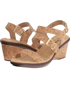 Shoe: Walking Cradle Lean Cork Wedge Peep Toe in a W Width