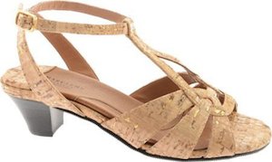 Mark Lemp Darling Gold Cork Heeled Sandal in a WW width