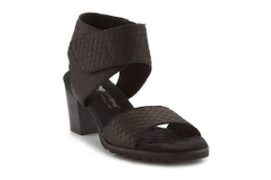 Shoe: Walking Cradle Nox Black Sandal in a W and WW Width