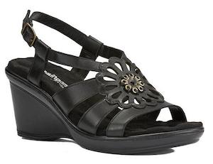 Walking Cradle Lindsey Black Wedge Peep Toe in a W and WW Width