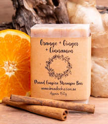 orange, ginger and cinnamon shampoo bar