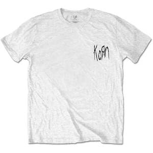 Korn - Scratched Type - White T-Shirt (w/Back Print)