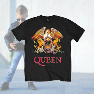 Queen - Classic Crest - Kids Black T-Shirt