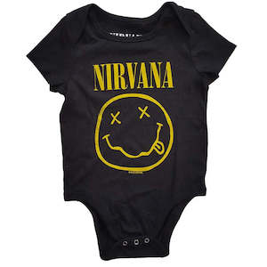 Nirvana - Happy Face - Baby Black Onesie