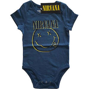 Nirvana - Happy Face - Baby Navy Blue Onesie