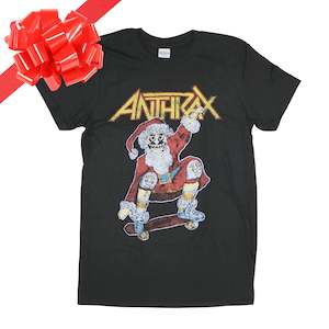 Anthrax - Skateboard Santa (w/ Back Design) - Black T-Shirt