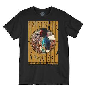 Jimi Hendrix - Newport Pop - Black T-Shirt