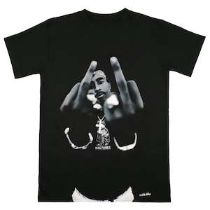 Tupac - Middle Finger - Black T-Shirt