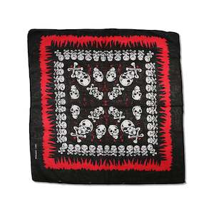 Black Bandana with Red Flame Skulls