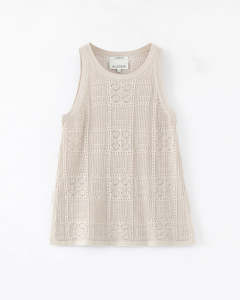 Aleger Pima Cotton & Cashmere Geo Lace Singlet Gold Star