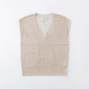 Clothing: Aleger Open Knit V-neck Top Gold Foil