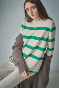 Clothing: Aleger Cashmere Blend Wide Stripe Crew Shelly Kelly