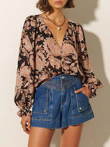 Clothing: Kivari Layla Blouse Black Paisley