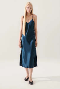 Silk Laundry 90s Slip Dress Teal