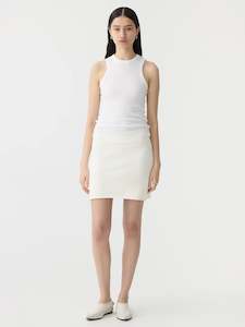 Bassike Combed Cotton Pique Knit Skirt Natural