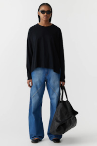 Clothing: Bassike Boxy Heritage Long Sleeve T-Shirt Black