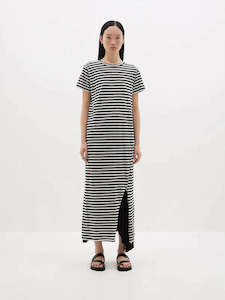 Bassike Stripe SS T-shirt Dress Undyed/Black