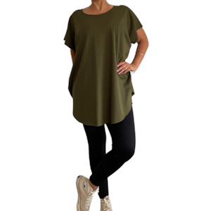 Internet only: round neck circular tee khaki