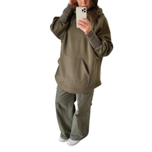 PRE ORDER Longline Julia Hoodie Khaki Green