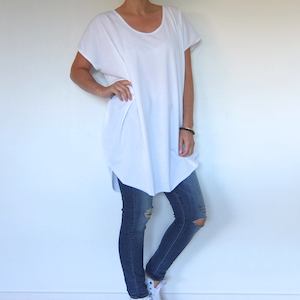 Circular Tee Round Neck White Organic Cotton