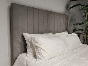 Furniture: Helvia King Headboard - Medium Grey Fabric