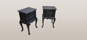 French Style Bedside Table - Black Wash