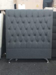 Dahlia Buttoned King Single Headboard - Dark Grey Fabric