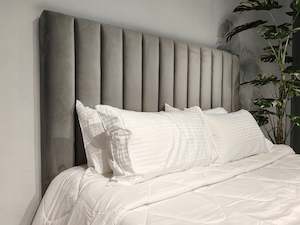 Furniture: Victor Super King Headboard - Steel Grey Velvet