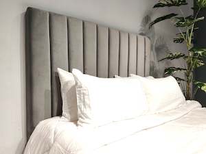 Furniture: Victor Queen Headboard - Steel Grey Velvet