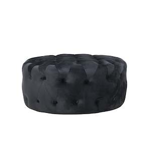 Furniture: ROUND OTTOMAN / COFFEE TABLE (BLACK VELVET)