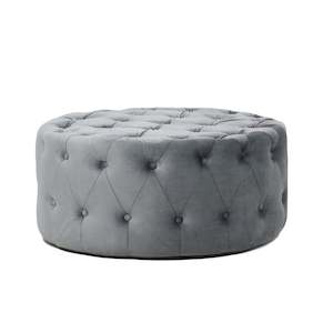 ROUND OTTOMAN / COFFEE TABLE (GRAY VELVET)