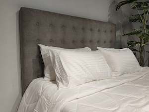 Furniture: Maison Buttoned Queen Headboard - Medium Grey Fabric