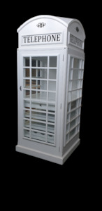 TELEPHONE BOOTH DISPLAY / DRINKS CABINET  (Vintage - WHITE)