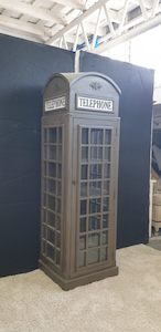 Furniture: TELEPHONE BOOTH DISPLAY /DRINKS CABINET - Gray