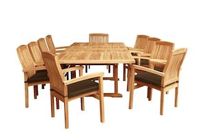 Outdoor Rectangle Teak Table Set (8 x chairs)