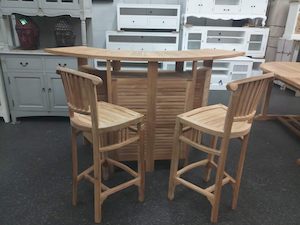 Furniture: Folding BAR TABLE  - TEAK WOOD- (table only - no stools)