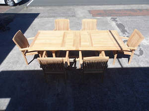 Outdoor rectangle teak table set (6 x  chairs)