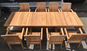 TEAK WOODEN TABLE AND 8 CHAIRS (TARZAN SET)